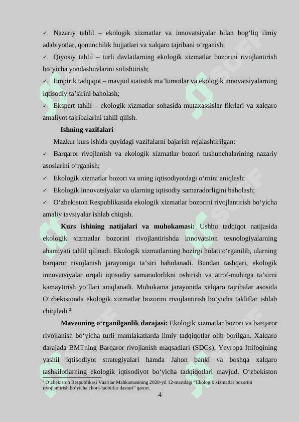 Barqaror rivojlanish va ekologik xizmatlar bozorini rivojlantirishda innovatsiyalar 4