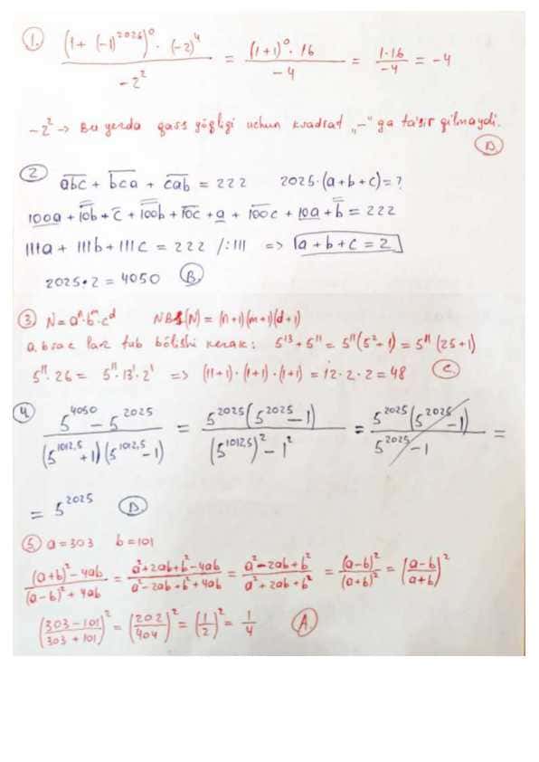 Takrorlash testi yechimlari 1
