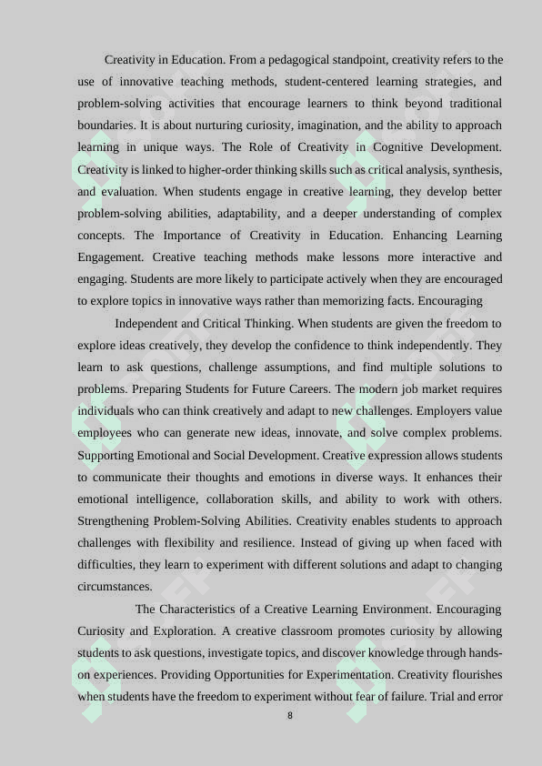 DEVELOPMENT OF CREATIVE ABILITIES IN  TEACHING 8