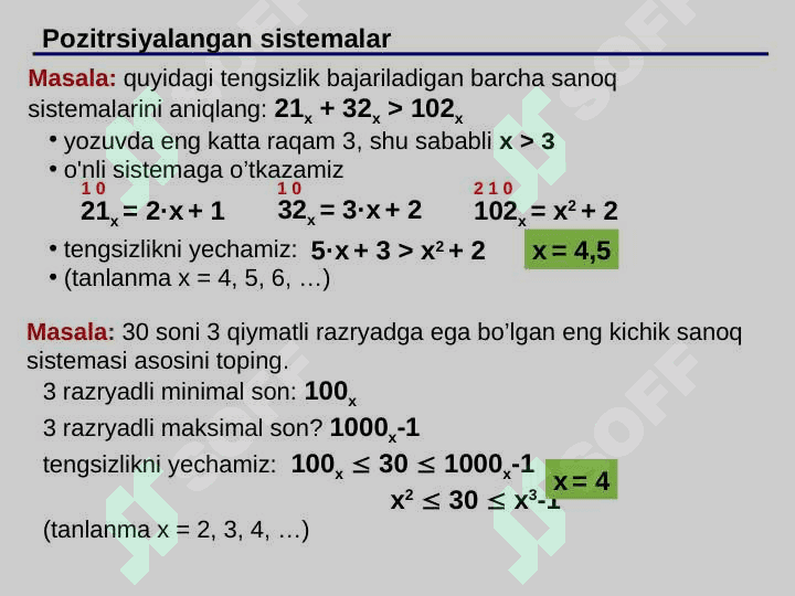 Sanoq sistemalari. Aniqlanishlar 7
