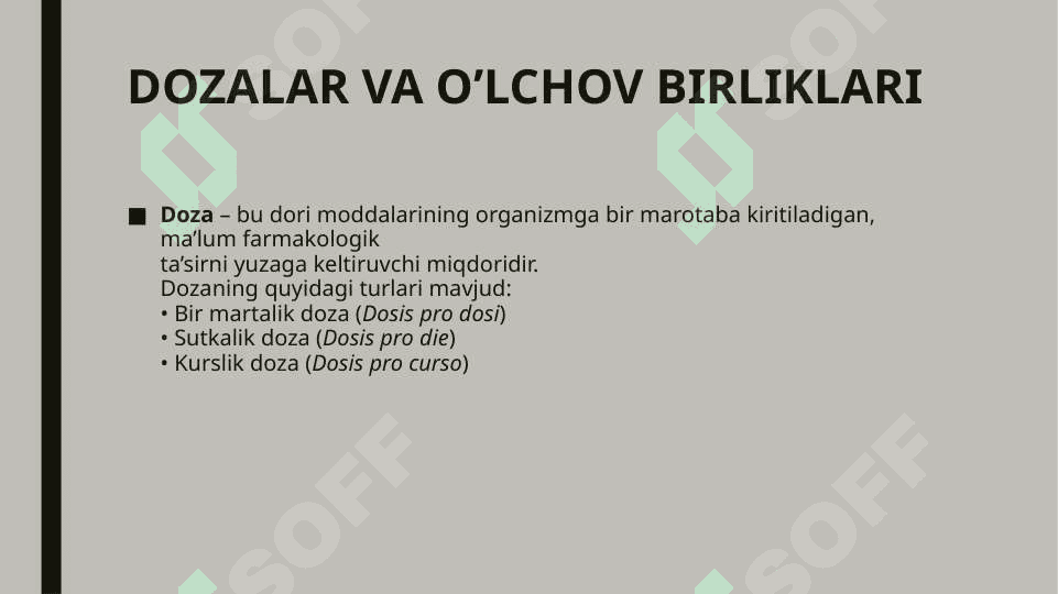 Farmakologiya faniga kirish (Terapevtik doza ) 4