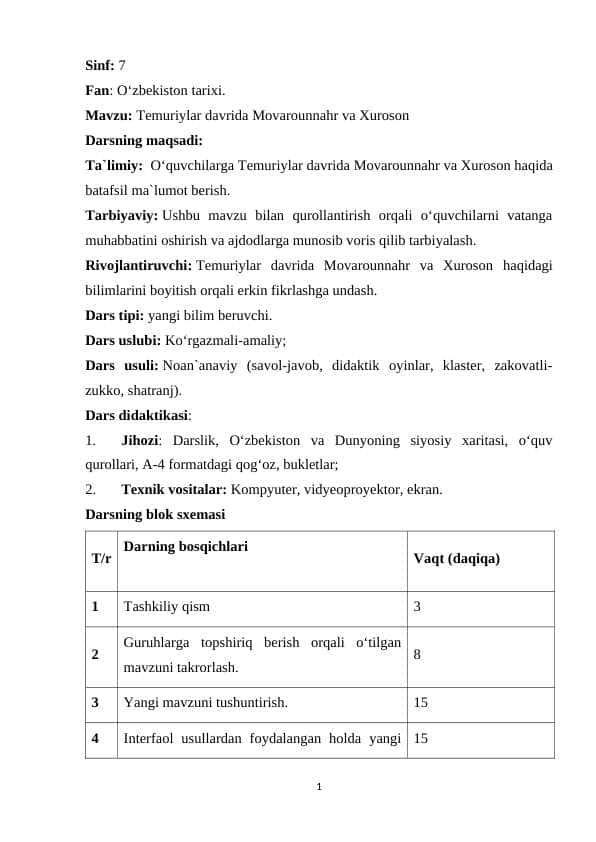 Temuriylar davrida Movarounnahr va Xuroson 1