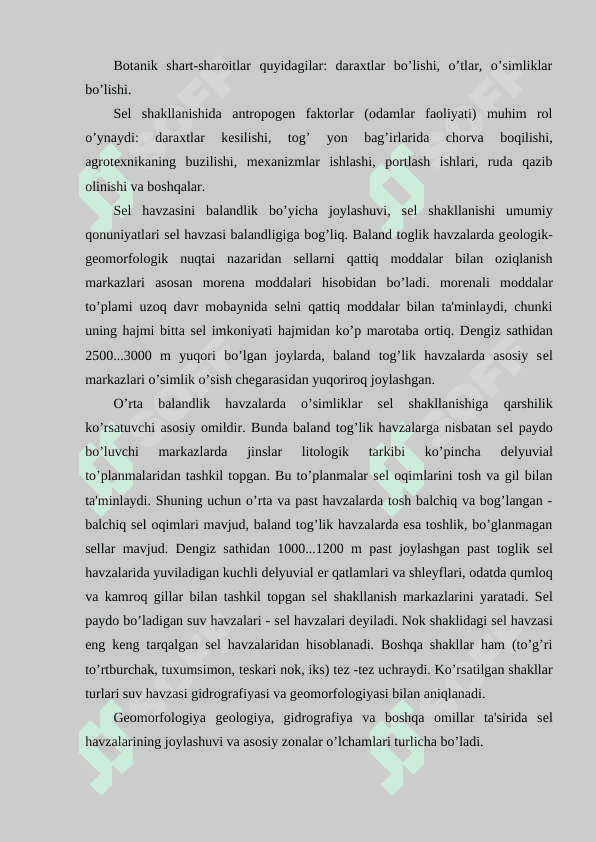 Sel oqimi. Sel oqimining kelib chiqishi. 6