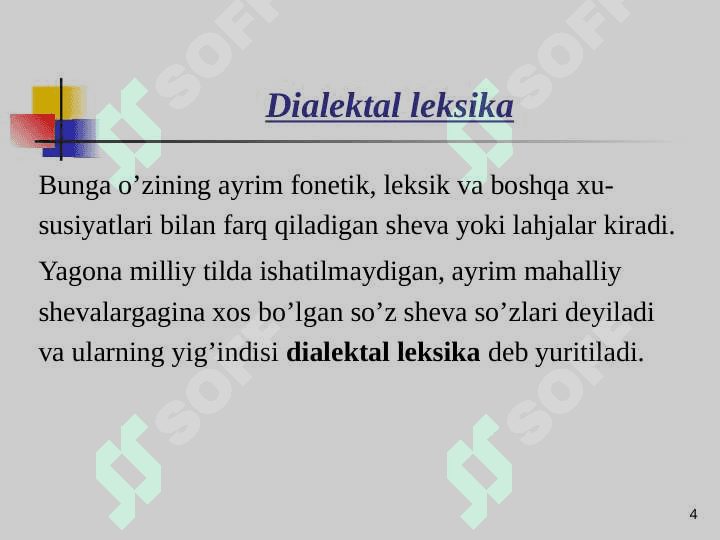 Tarixiy shakllanish jihatdan hozirgi ona tili leksikasi. Ona tilining nofaol leksikasi. 4