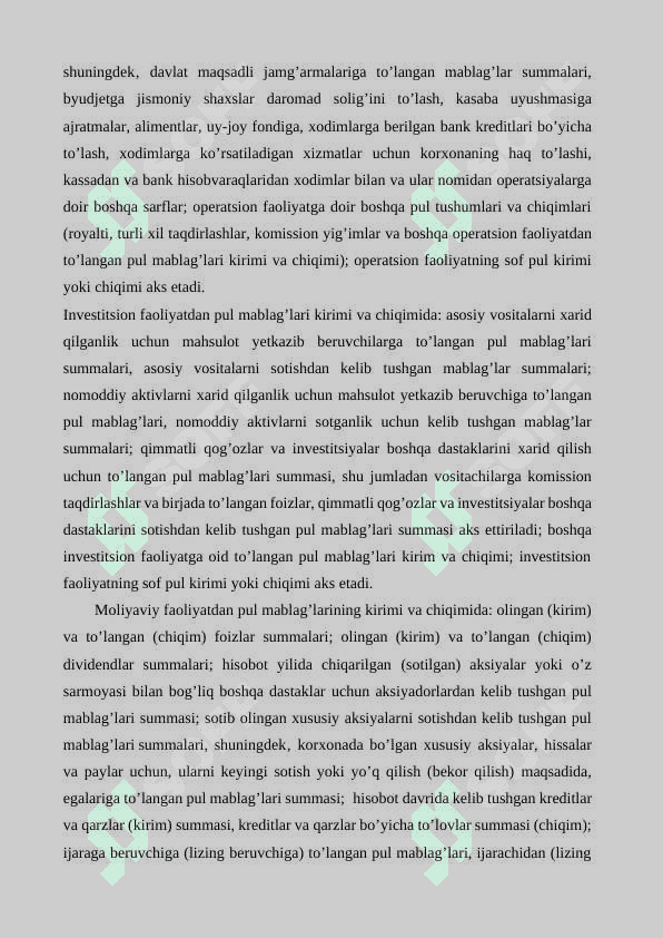 Pul oqimlari tahlili 5
