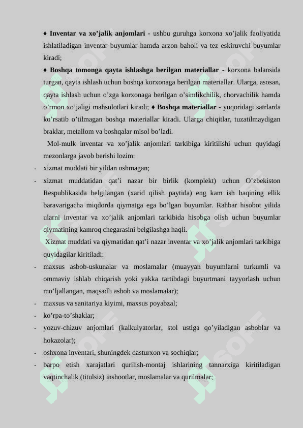 Tovar-moddiy zaxiralarni turkumlash va baholash. 4