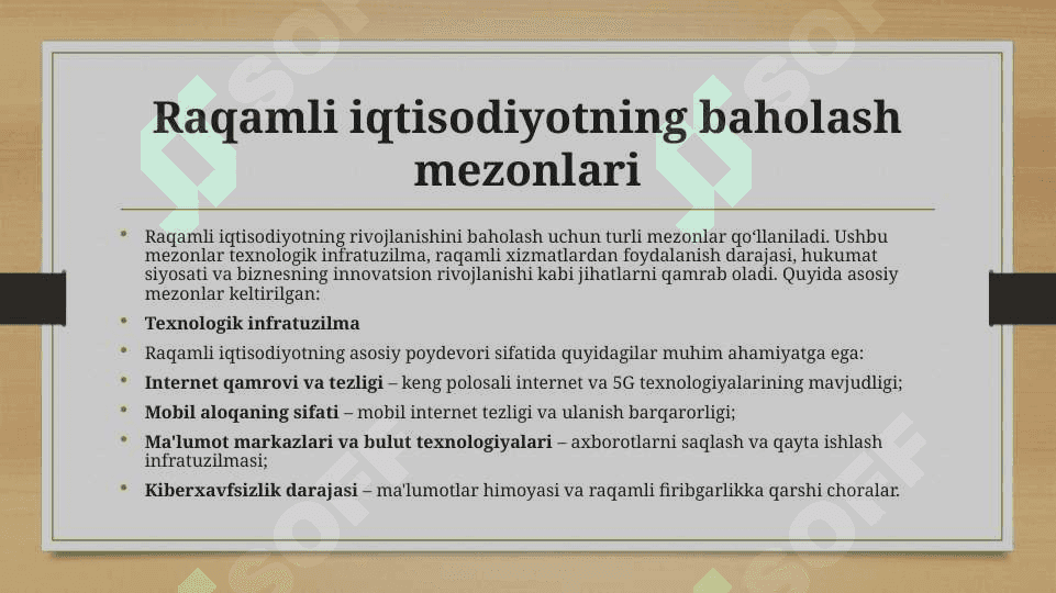 Raqamli iqtisodiyotning rivojlanish darajasini baholash mezonlari 3