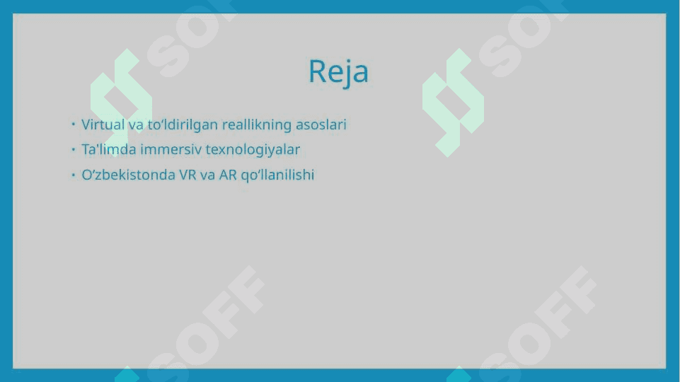 Virtual va toʻldirilgan reallik texnologiyalari 2