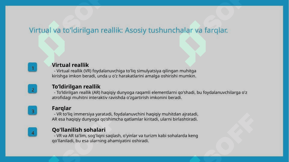 Virtual va toʻldirilgan reallik texnologiyalari 3