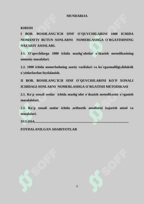BOSHLANG`ICH SINF O`QUVCHILARINI KO`P XONALI  ICHIDAGI SONLARNI  NOMERLASHGA O`RGATISH 2