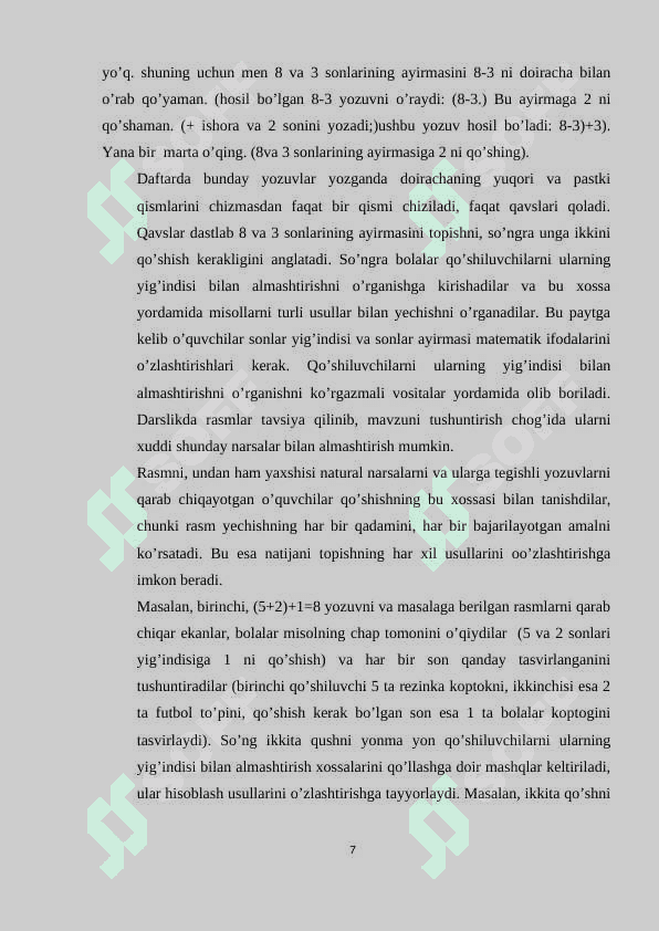 BOSHLANG`ICH SINF O`QUVCHILARINI KO`P XONALI  ICHIDAGI SONLARNI  NOMERLASHGA O`RGATISH 7