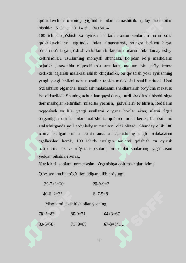 BOSHLANG`ICH SINF O`QUVCHILARINI KO`P XONALI  ICHIDAGI SONLARNI  NOMERLASHGA O`RGATISH 8