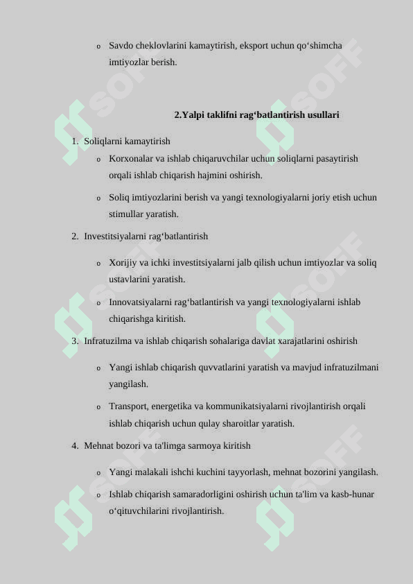 Yalqi talab va yalpi taklifni rag’bantlantirish yo'llari 3