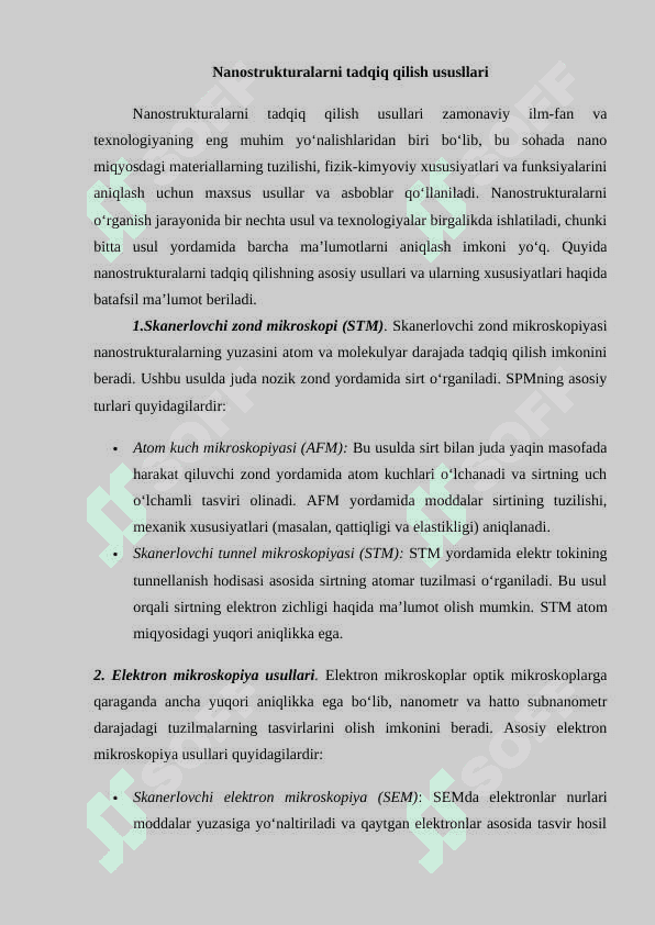 Nanostrukturalarni o’lchash va tadqiq qilish 4