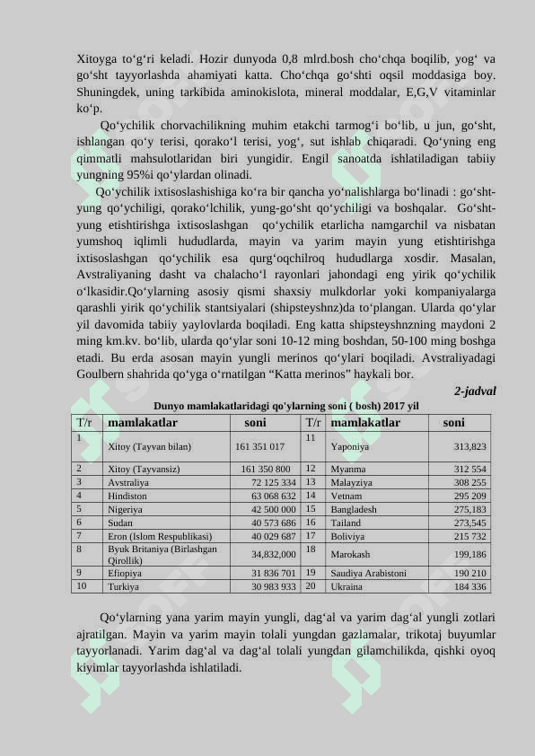 CHorvachilik va uning tarmoqlar geografiyasi 3