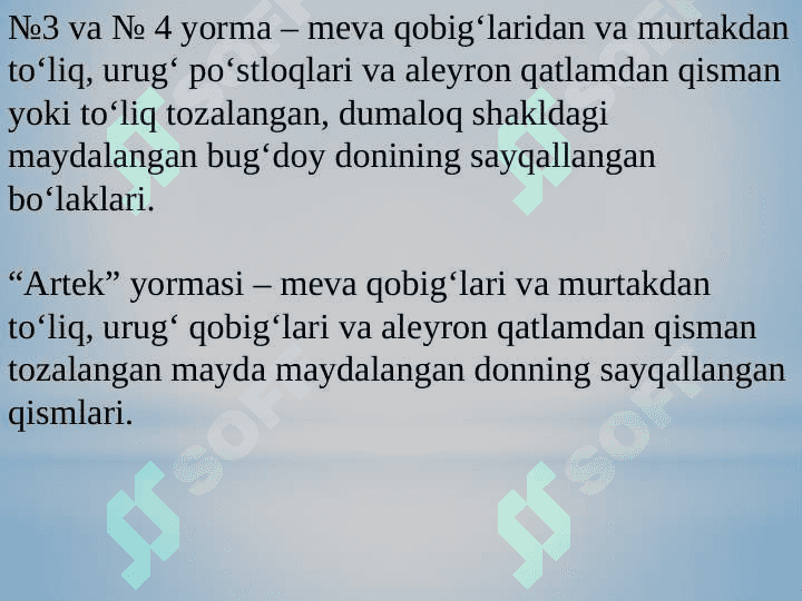 Bugʻdoy donidan navli yormalar olish texnologiyasi 4