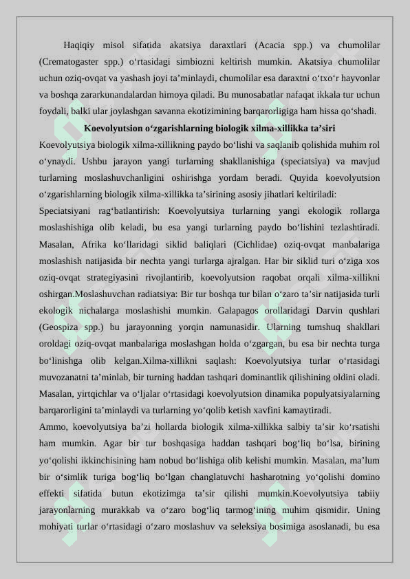 Koevolyutsiya va environmentalizm dialektikasi  (O‘zbekiston qizil kitobga kiritilgan hayvonlar va o‘simliklar) 8