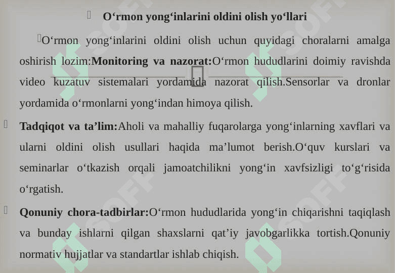 O‘RMON YONG‘INLARI MUAMMOSI 7