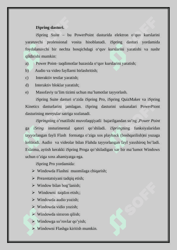 Ispring dasturi va uning imkoniyatlari 2
