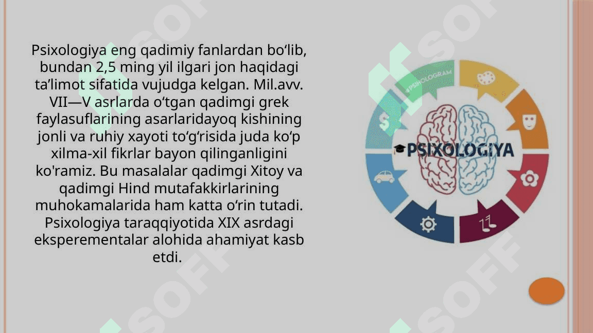 Psixologik fikrlarning ilk manbalari jahon mamlakatlarida fan sifatida rivojlanishi 3