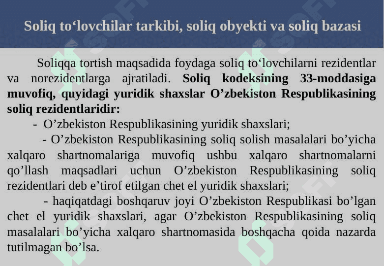 FOYDA SOLIG’INING SOLIQ KODEKSI BO’YICHA SHAKLLANISH JARAYONI 8