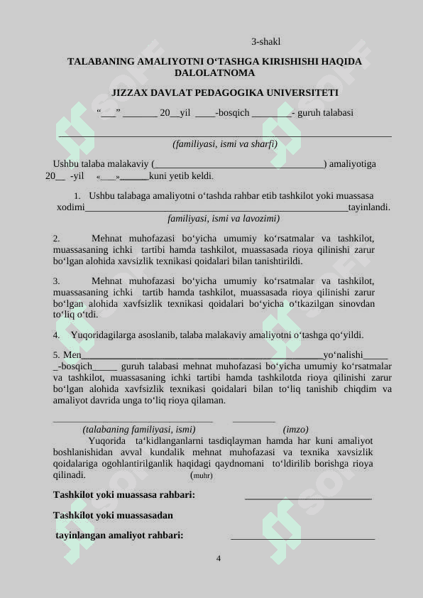 AMALIYOT KUNDALIK NAMUNA 4