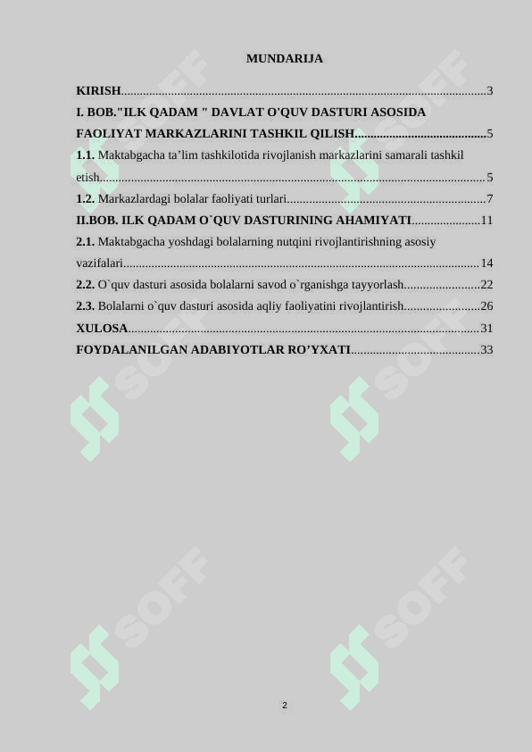 ILK QADAM" DAVLAT O'QUV DASTURI ASOSIDA FAOLIYAT MARKAZLARINI TASHKIL QILISH 2
