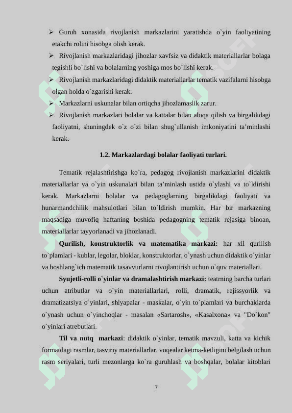ILK QADAM" DAVLAT O'QUV DASTURI ASOSIDA FAOLIYAT MARKAZLARINI TASHKIL QILISH 7