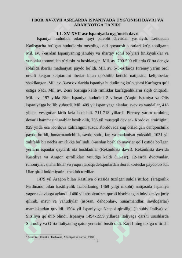 ISPAN ADABIYOTIDAGI “MUTTAXAMLAR HAQIDA ROMAN” JANRI (FRANSISKO KEVEDO “MUTTAXAM” ROMANI MISOLIDA) 7