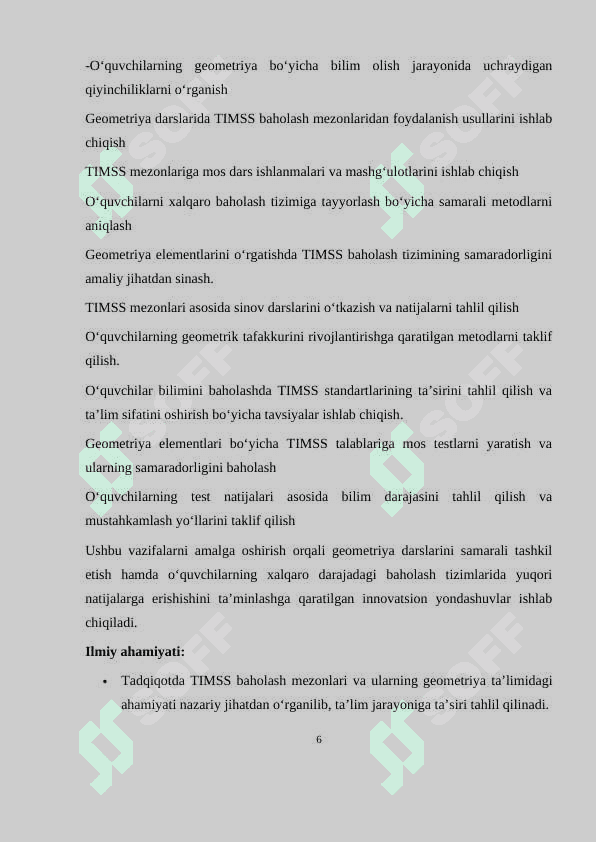 Geometriya elementlarini oʻrgatishda TIMSS baholash mezonidan foydalanish. 6