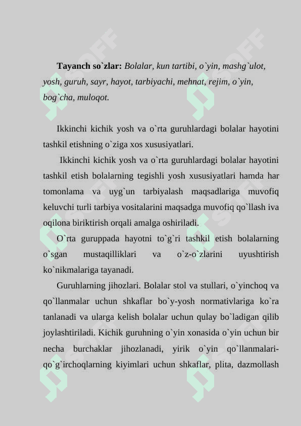 Tayyorlov guruxida kunning ikkinchi yarmida bolalar hayoti va faoliyatini tashkil etish 2