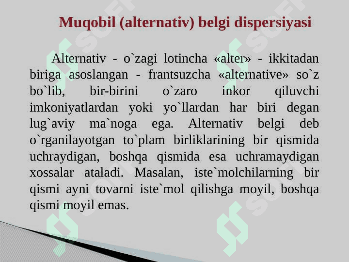 Tanlanma Dispersiya 8