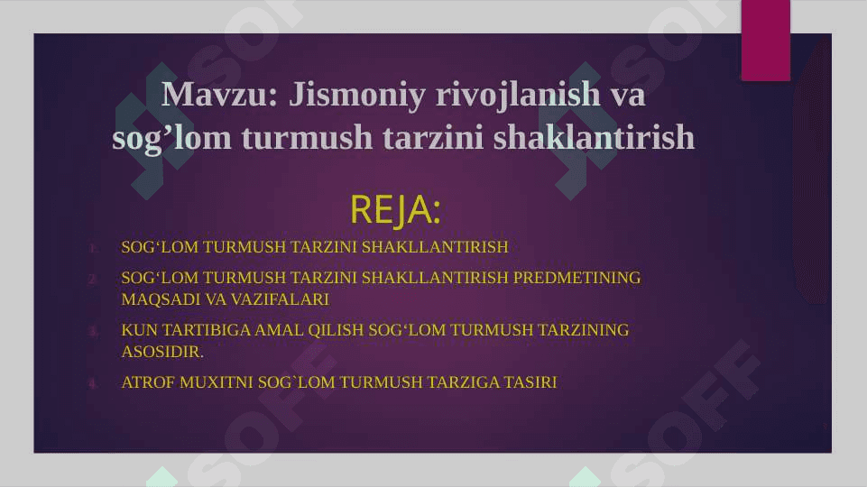 Jismoniy rivojlanish va sog’lom turmush tarzini shaklantirish 2