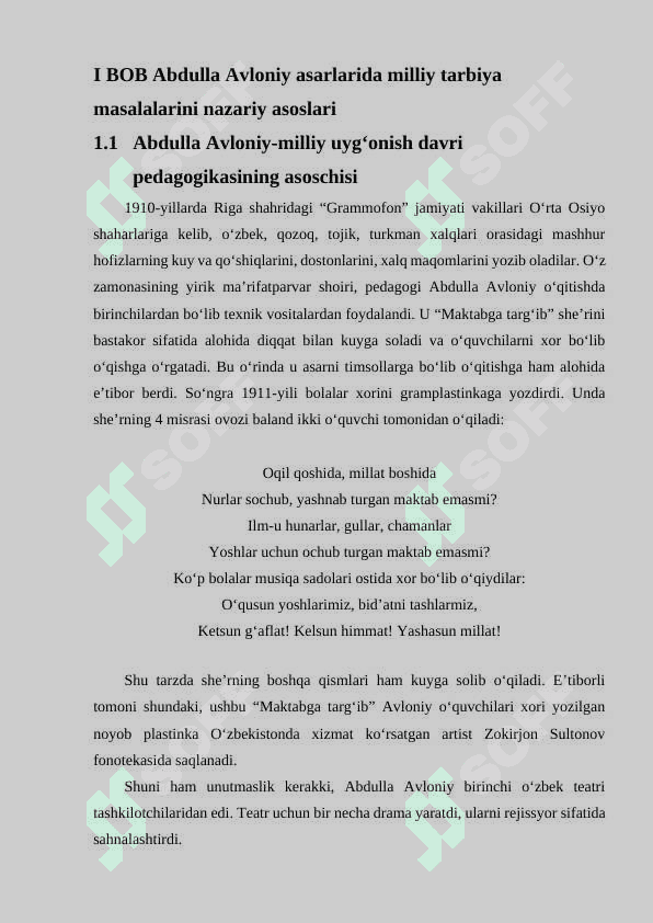ABDULLA AVLONIY ASARLARIDA MILLIY TARBIYA MASALALARI. Kurs ishi 6