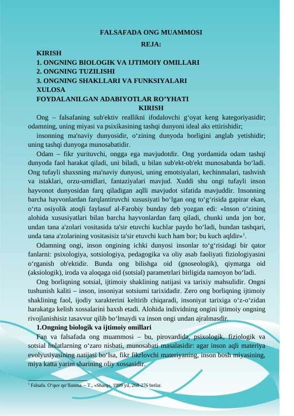 FALSAFADA ONG MUAMMOSI