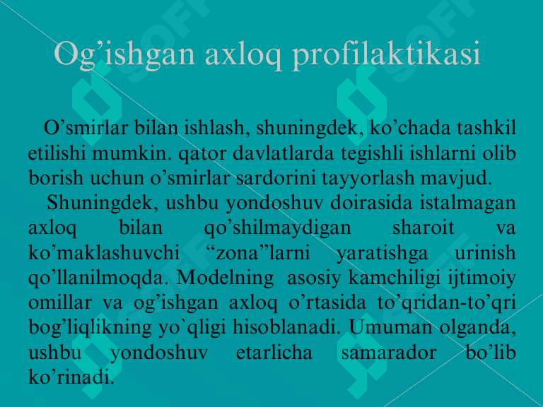 SHAXSNING OG’ISHGAN AXLOQIGA IJTIMOIY-PSIXOLOGIK TA’SIR 8