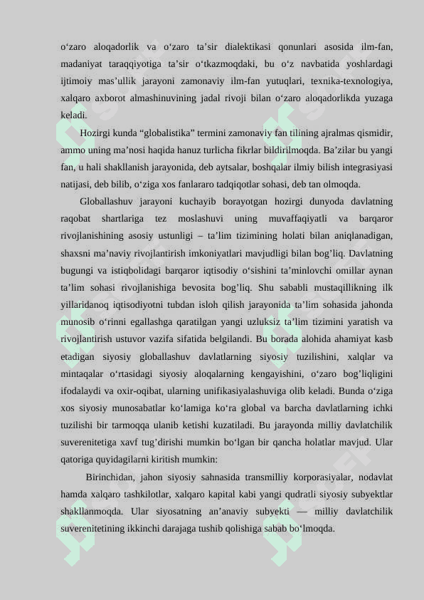 globallashuvning salbiy jihatlari 4
