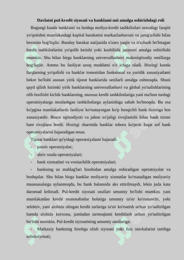 Banklarning aktiv operatsiyalari va hisobi 4