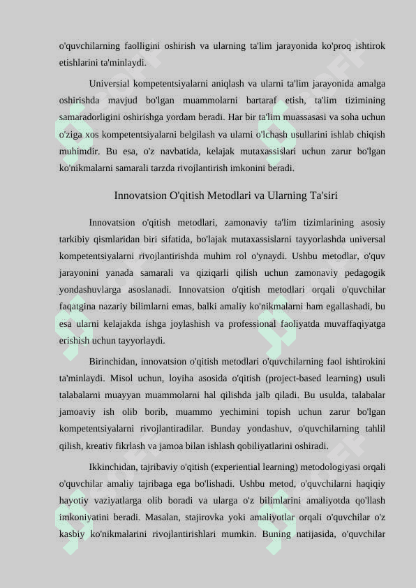 BO‘LAJAK MUTAXASSISLARNI TAYYORLASHDAUNIVERSAL KOMPETENTSIYALARNI RIVOJLANTIRISH 6