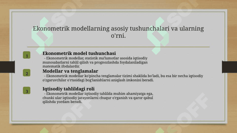 Ekonometrik tenglamalar sistemasi kôrinishidagi ekonometrik modelladning iqtisodiyotda qo'llanilishi 3
