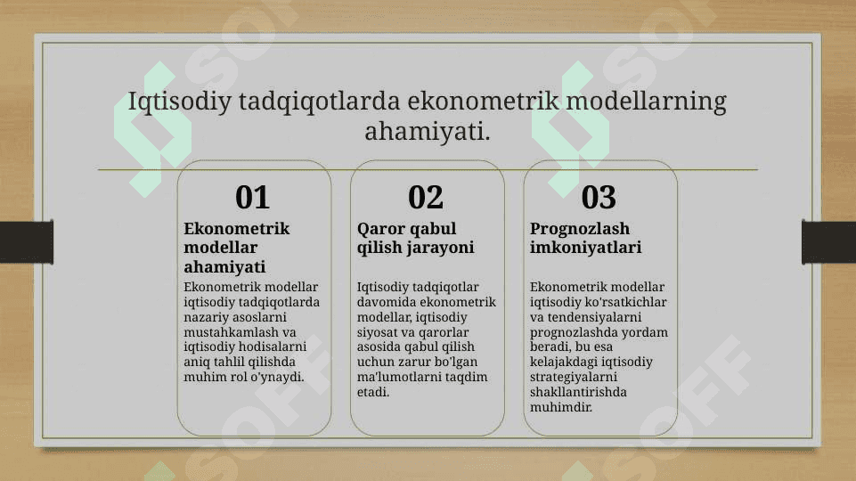 Ekonometrik tenglamalar sistemasi kôrinishidagi ekonometrik modelladning iqtisodiyotda qo'llanilishi 4