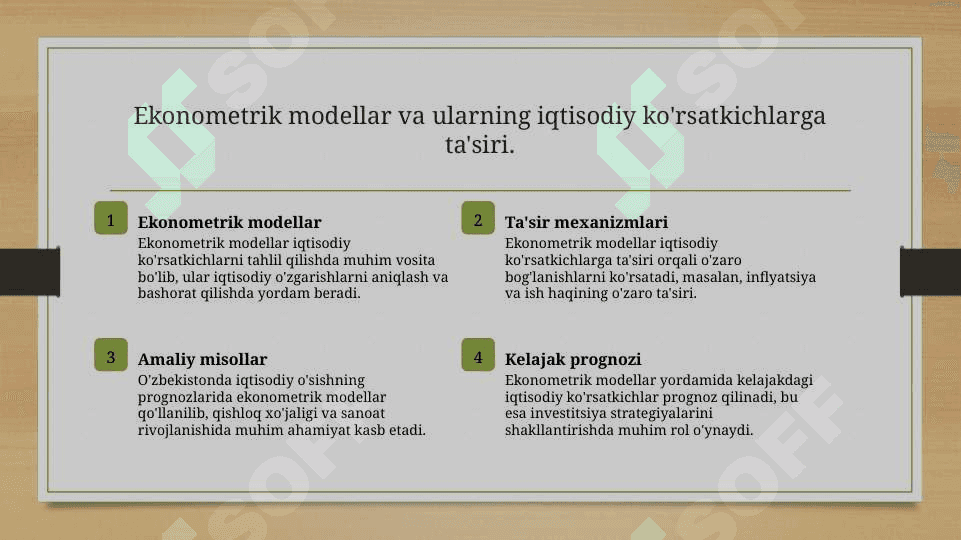Ekonometrik tenglamalar sistemasi kôrinishidagi ekonometrik modelladning iqtisodiyotda qo'llanilishi 6