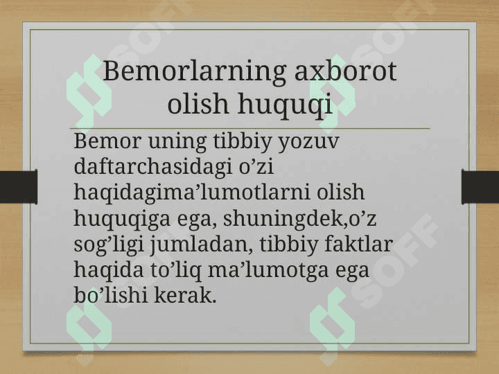 TIBBIY MUOLAJALARGA ROZILIK MASALASI 3