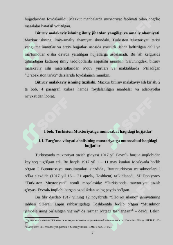ARXIV HUJJATLARIDA TURKISTON MUXTORIYATI TARIXINING YORITILISHI 7