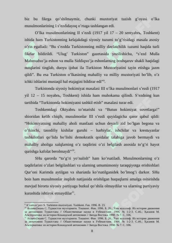 ARXIV HUJJATLARIDA TURKISTON MUXTORIYATI TARIXINING YORITILISHI 8