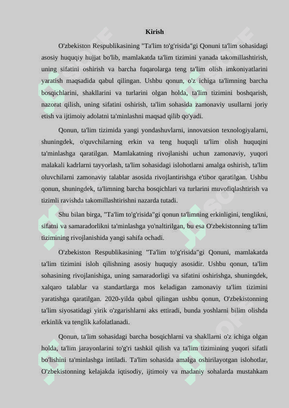 O'zbekiston Respublikasida ''Ta'lim to'g'risi ''dagi Qonunning mohiyati 3