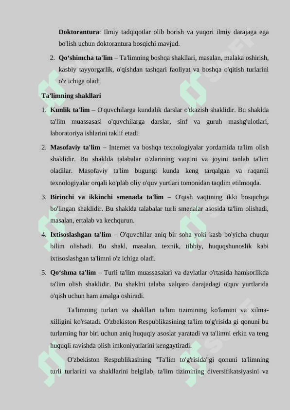 O'zbekiston Respublikasida ''Ta'lim to'g'risi ''dagi Qonunning mohiyati 6