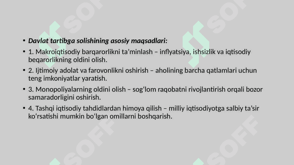 Mavzu:Iqtisodiyotni Davlat tomonidan tartibga solish va iqtisodiy xavfsizlik. 4