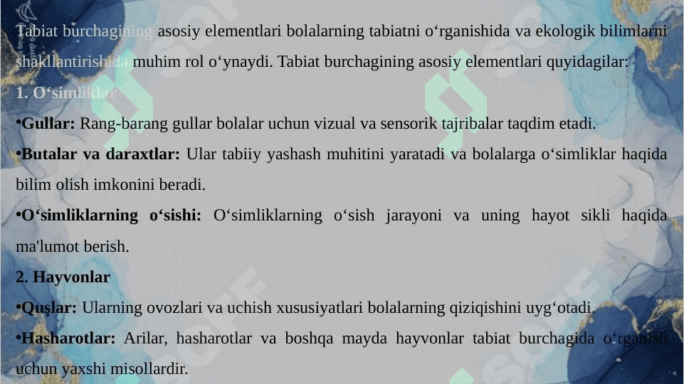 Kichik guruhda tabiat burchagi va uning mohiyati 3