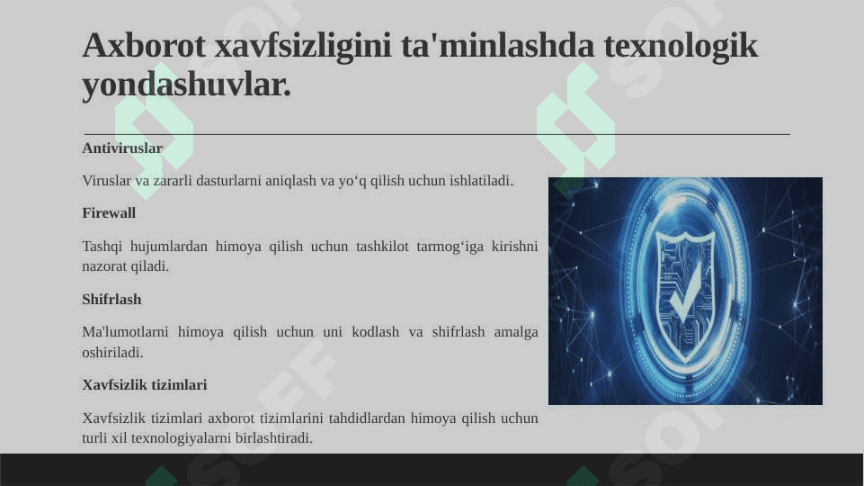 Axborot xavfsizligini ta'minlashning o'ziga xos xususiyatlari 6
